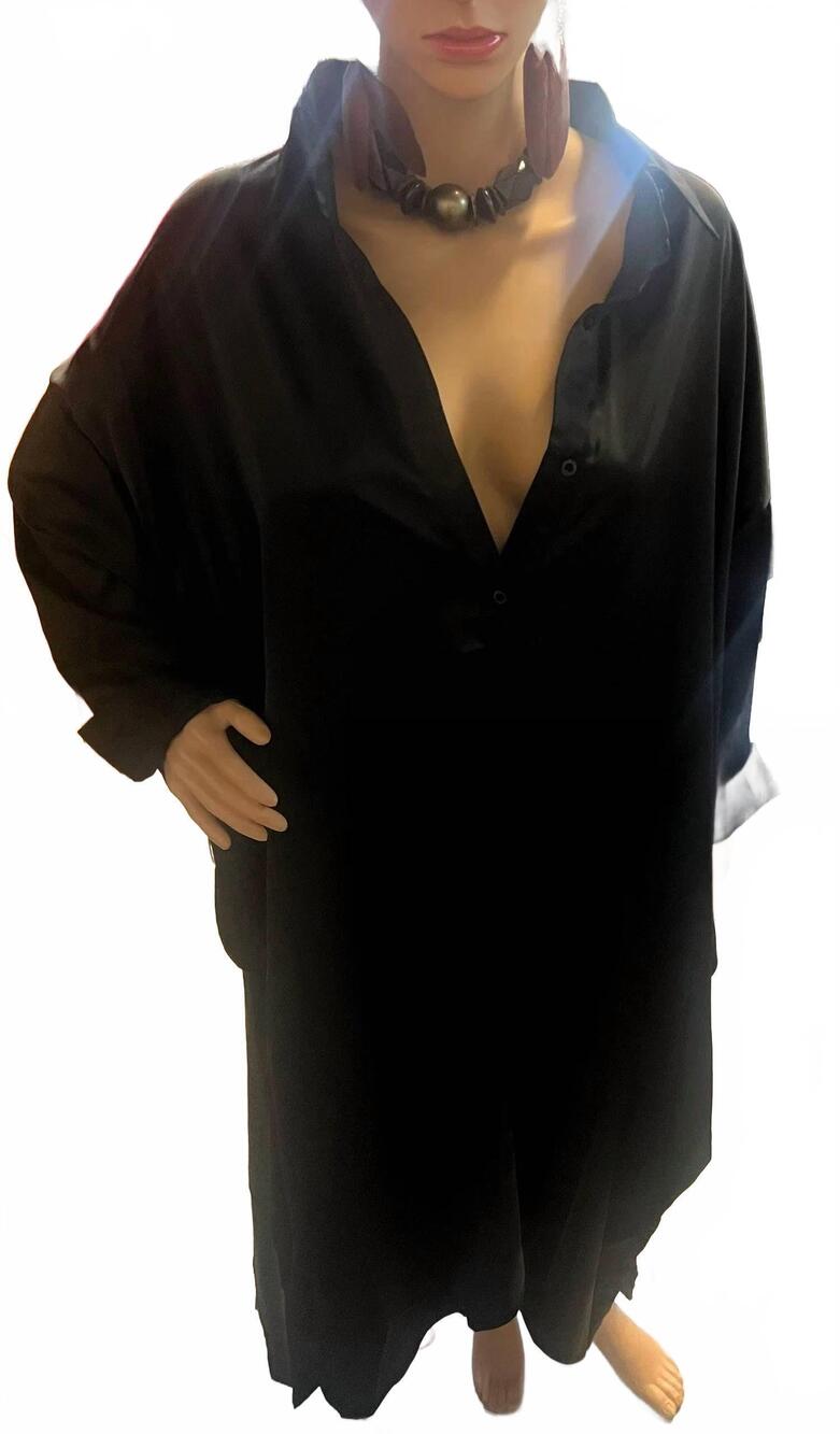 NEW KARA CHIC women's luxe trench duster dress in black